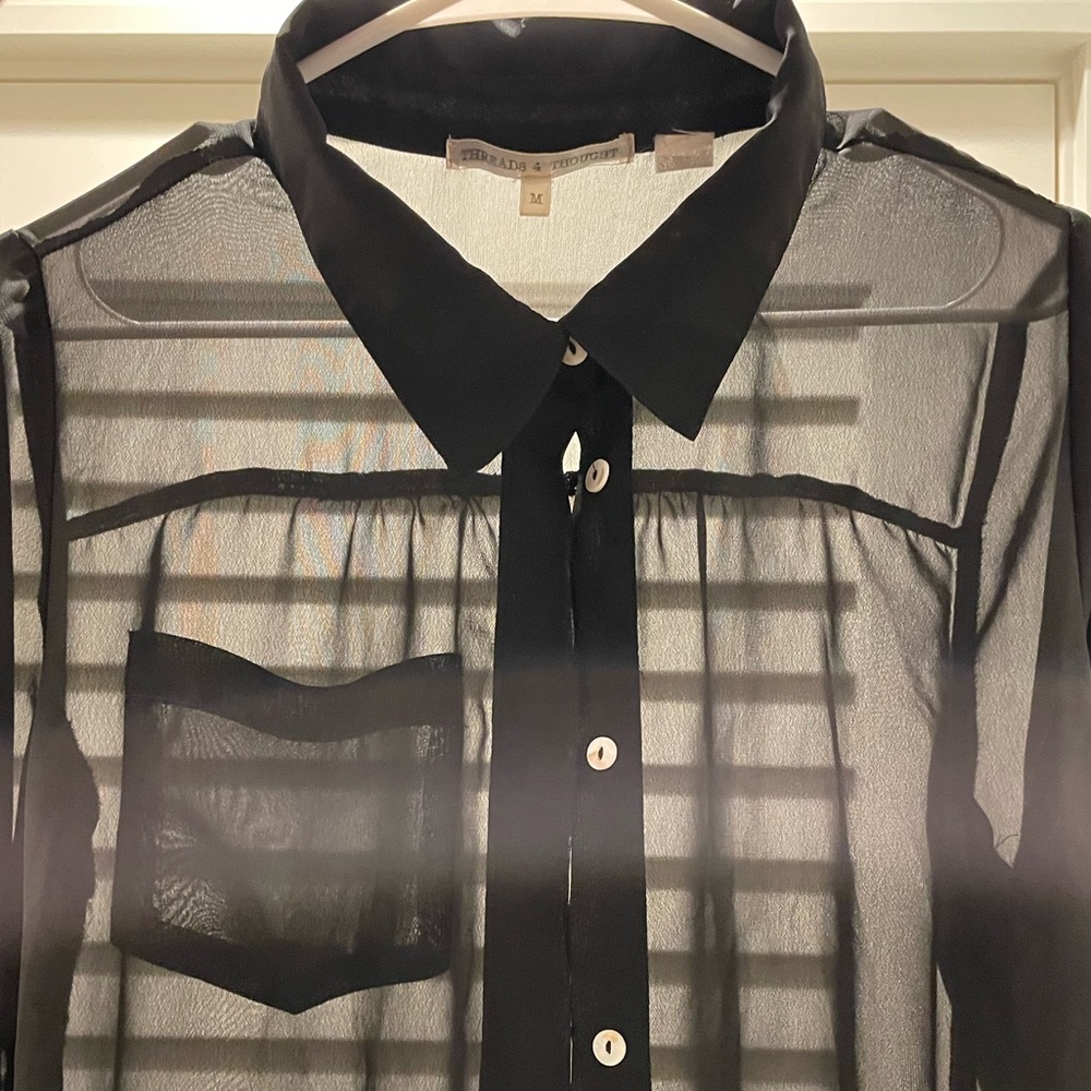 Thread 4 Thought | Long Sleeve Blouse in Black (sheer)